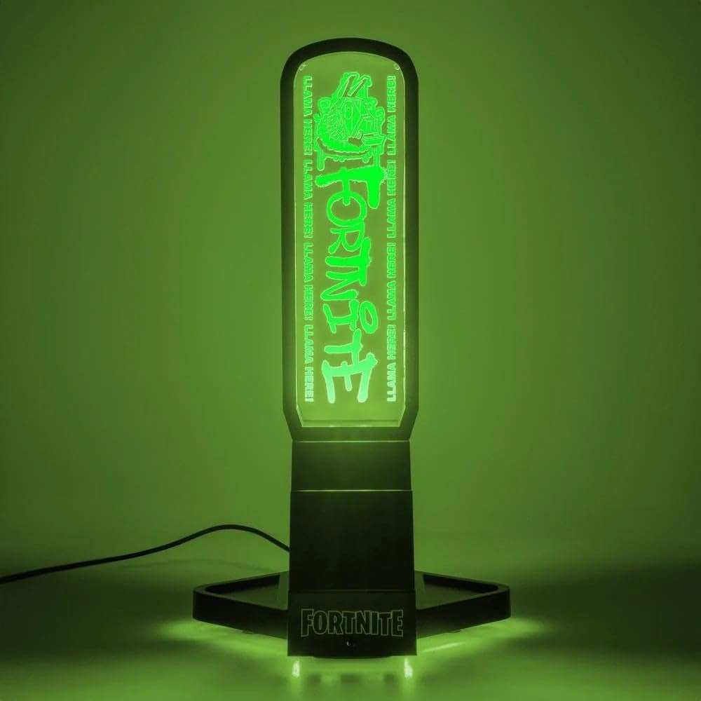 Fortnite 3-In-1 Headphone Stand and Tech Charging Station with Console Controller Cradle and 2 USB-C Ports, RGB Colour Changing Light Panel, Officially Licensed Gift for Gamers