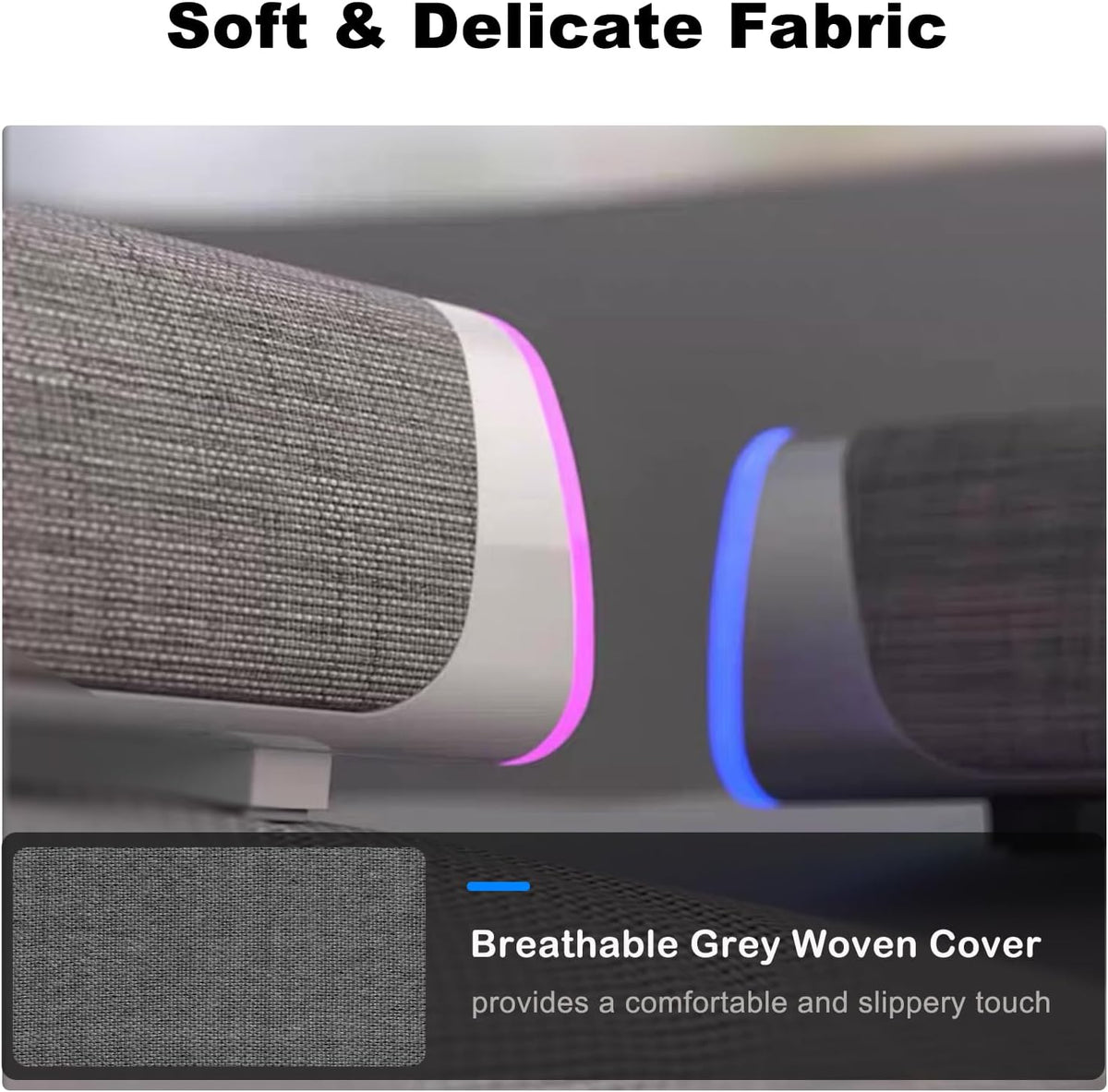 R30 PC Speakers, Colorful LED Lights with Switch Button, White