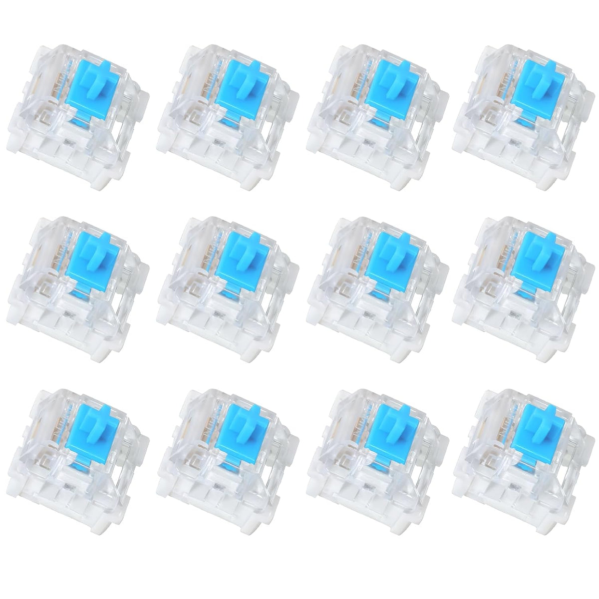 12 Pieces Blue Mechanical Keyboard Switches, 3 Pin Pre-Lubricated Clicky Key Switches, Dustproof and Waterproof Keyboard Accessories for Mechanical Gaming Keyboard