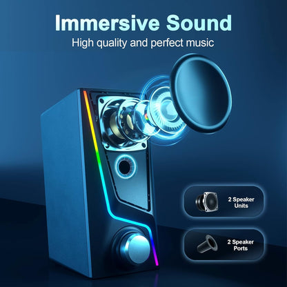 PC Speakers for Desktop, Computer Speakers with RGB Lighting