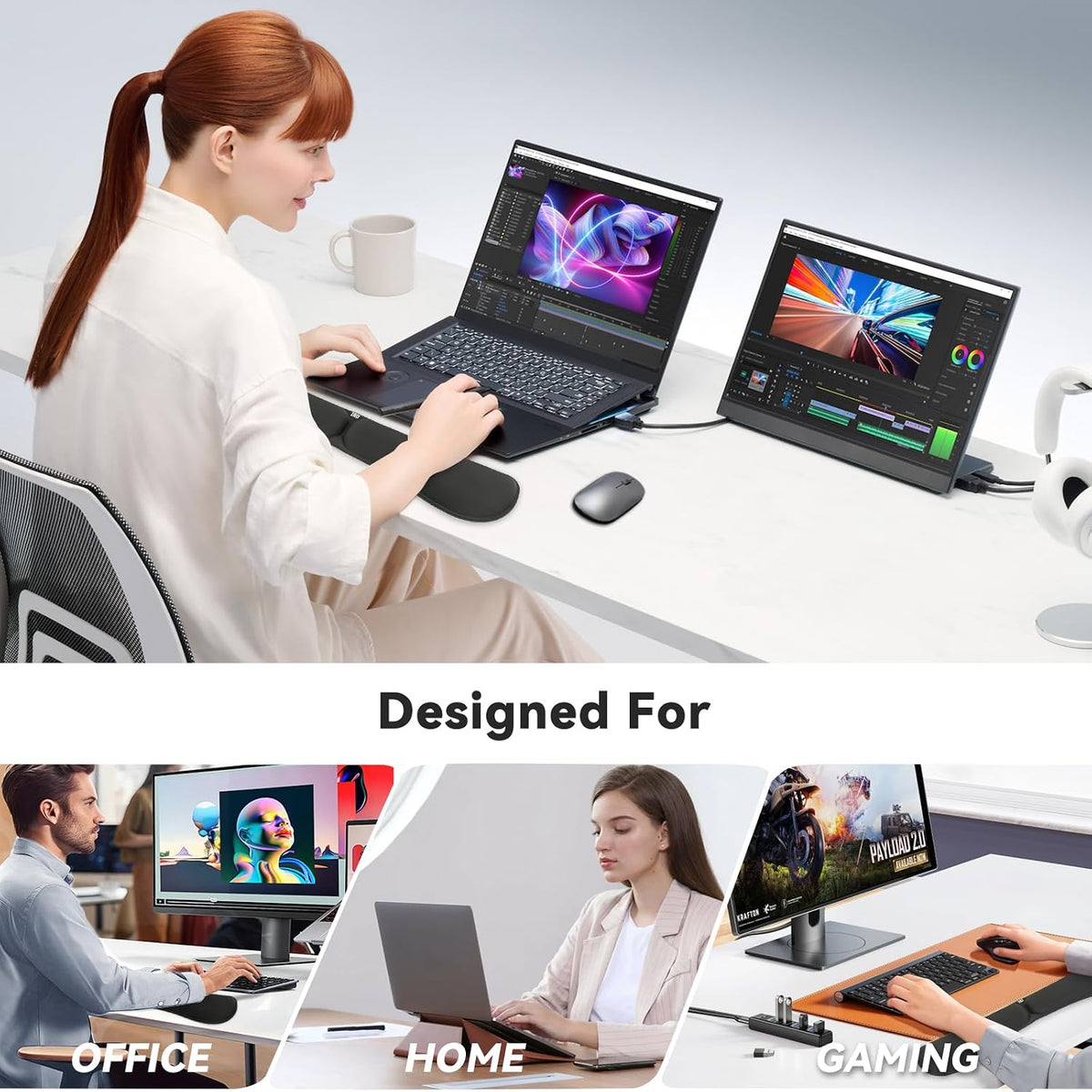 Keyboard Wrist Rest - Anti-Skid Non Slip Ergonomic Wrist Support for Keyboard - Easy Typing, Pain Relief - Wrist Rest Keyboard Premium Memory Foam for Work from Home Gaming Computer Laptop