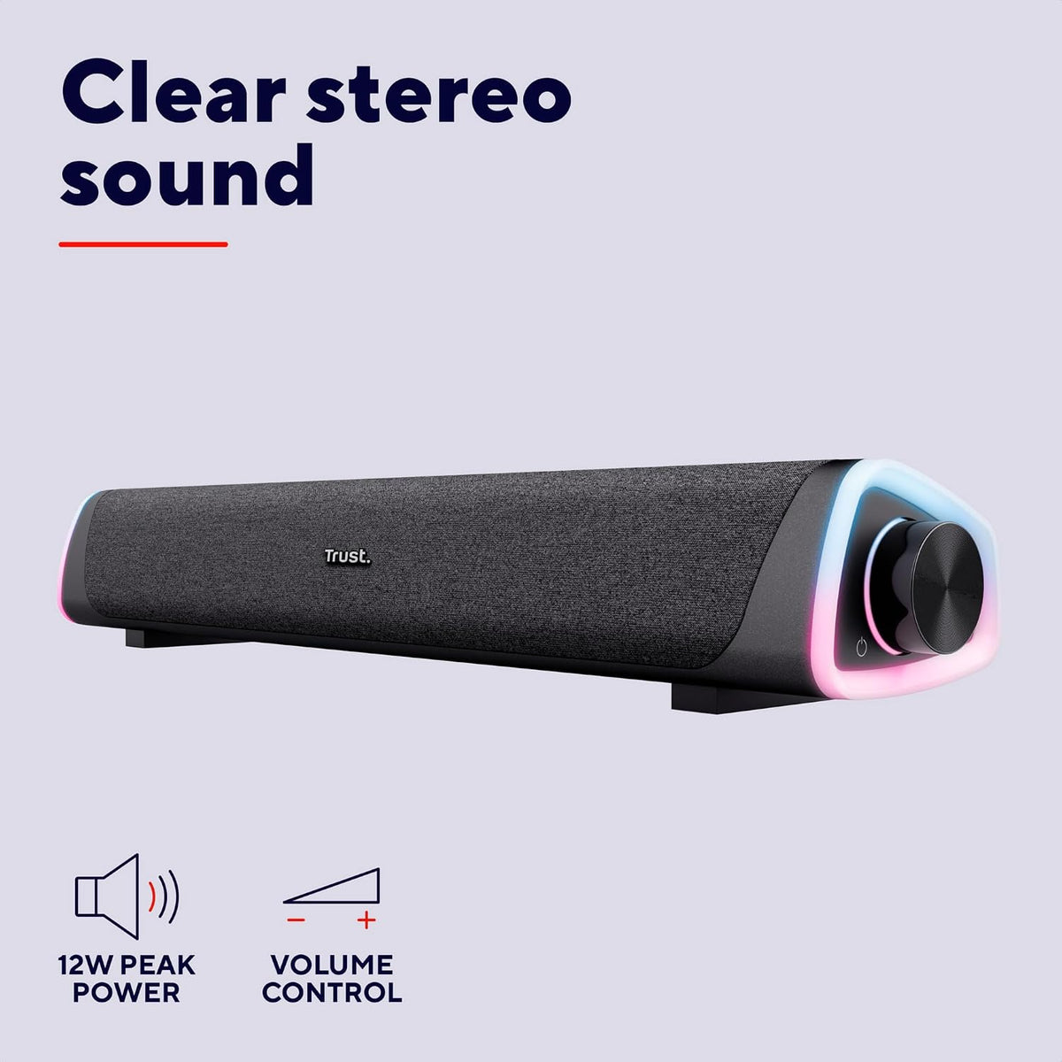 Liro Soundbar PC Speaker 12W with RGB LED Lights, Black