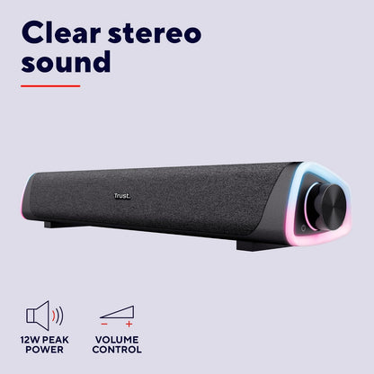 Liro Soundbar PC Speaker 12W with RGB LED Lights, Black