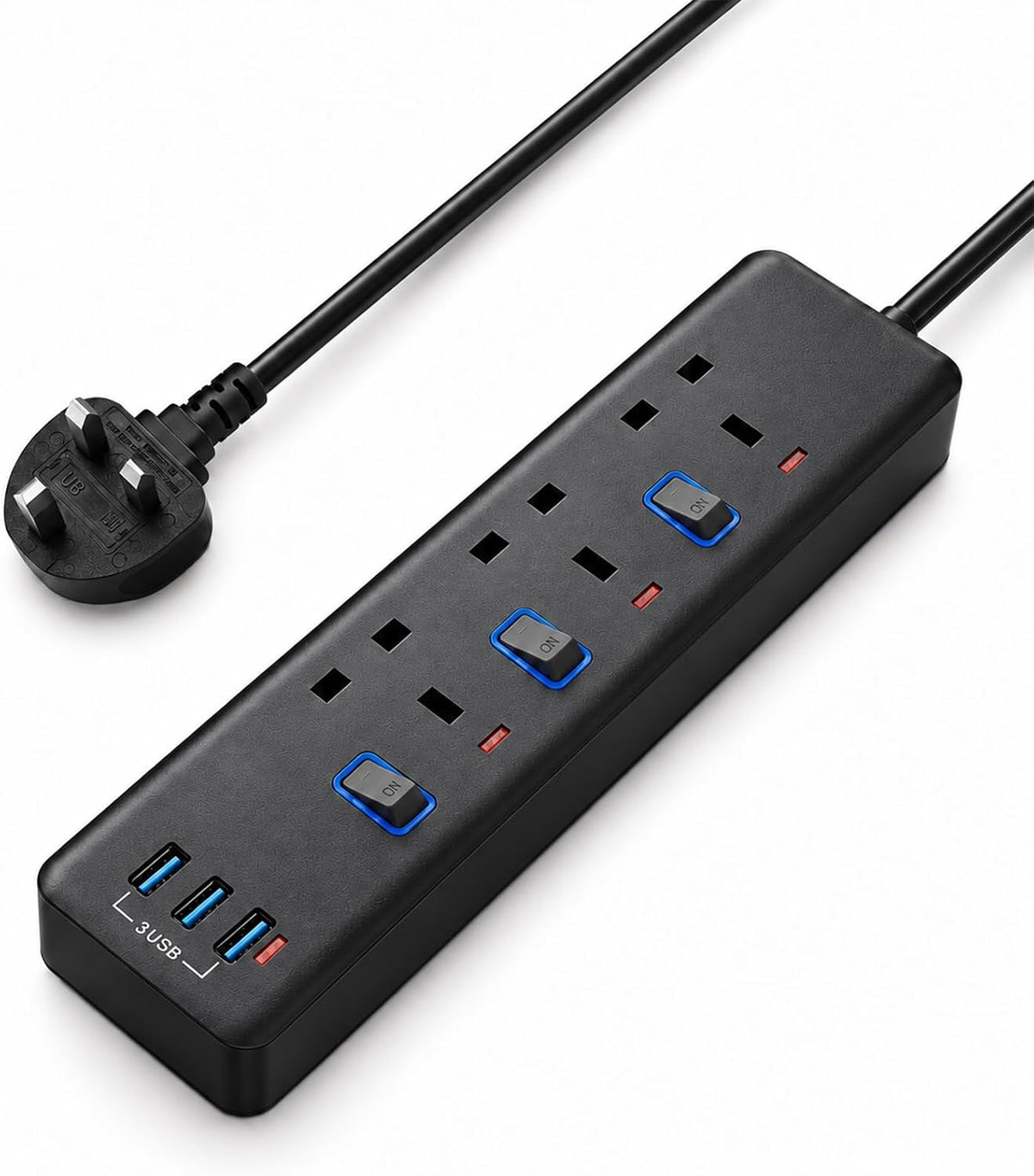 Extension Lead 2M, Extension Lead with USB Slots (3 USB), 13A 3250W