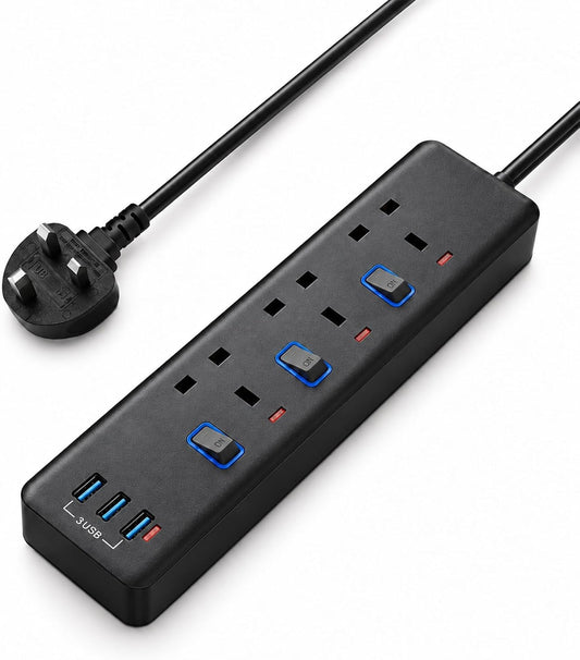 Extension Lead 2M, Extension Lead with USB Slots (3 USB), 13A 3250W