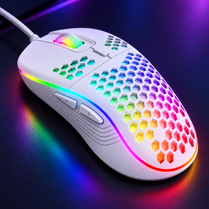 RGB Honeycomb Wired Gaming Mouse – 7200 DPI, 6 Buttons & Lightweight Design
