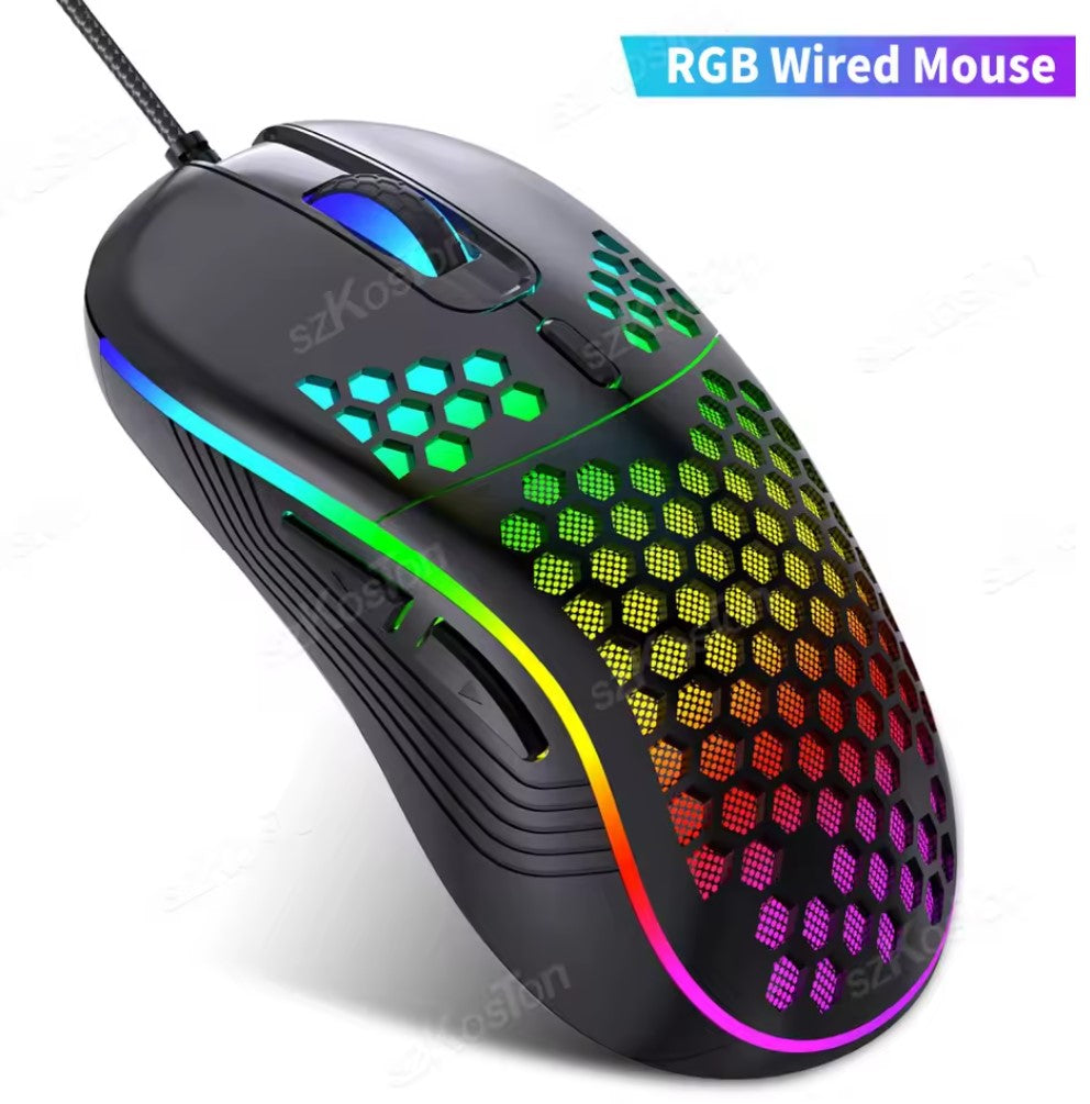 RGB Honeycomb Wired Gaming Mouse – 7200 DPI, 6 Buttons & Lightweight Design