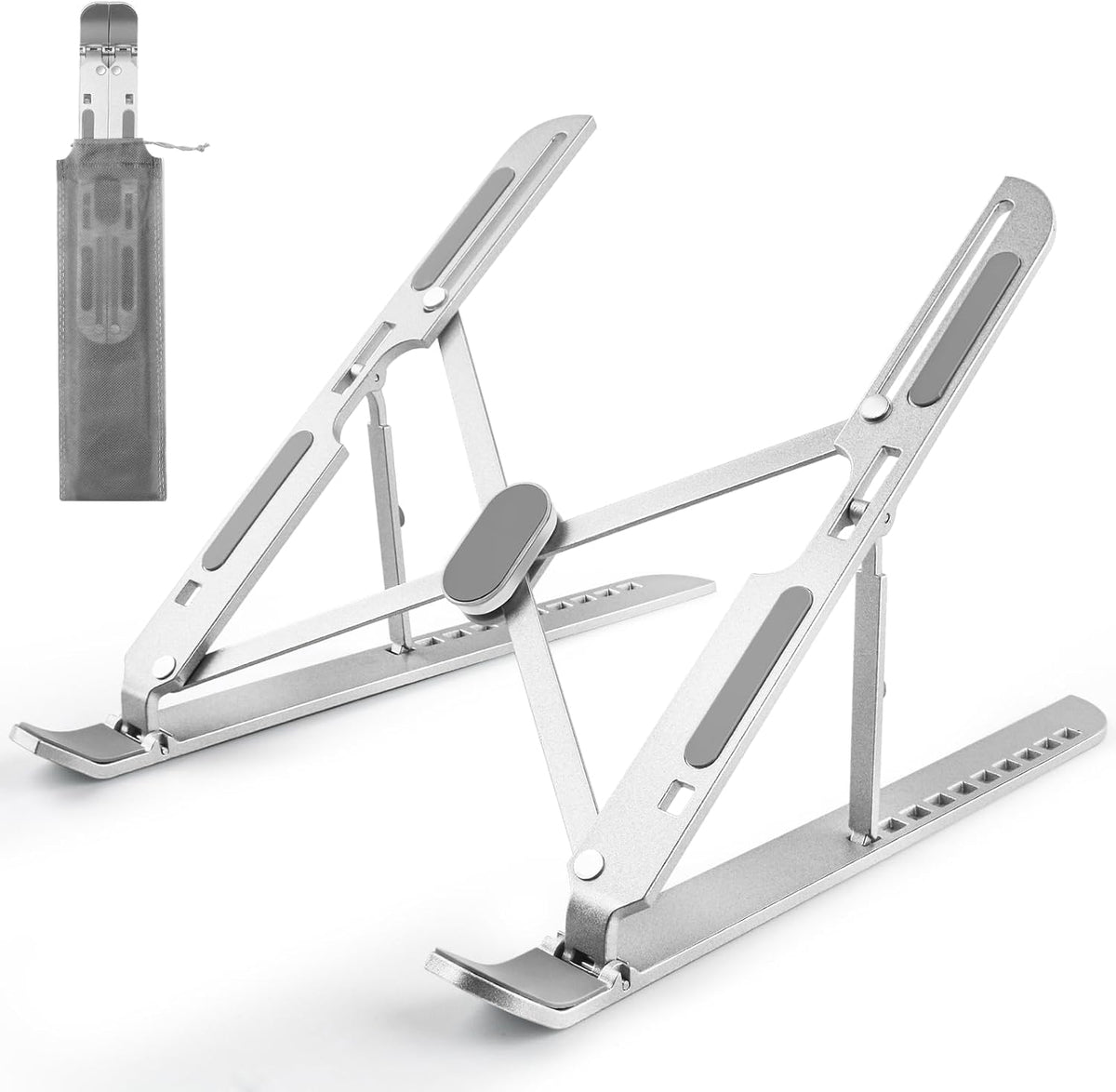 Laptop Stand for Desk Adjustable, Folding Tablet Stand Aluminum Portable Laptop Riser for Desk, Foldable Computer Stand Laptop Holder for Notebook PC