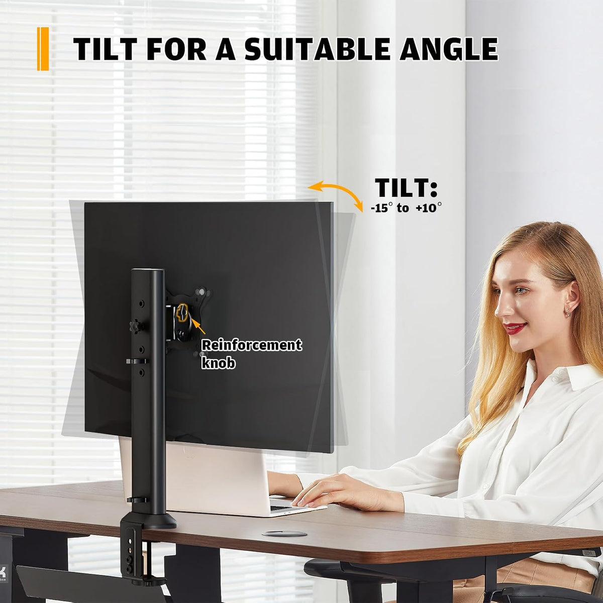 Single Desk Monitor Arm Mount Stand Fit for 13 Inch to 32 Inch Flat Curved Computer Screen with Swivel, Height Adjustable, Rotation,Holds up to 35KG, Black