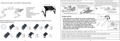 Folding Laptop Stand Standing Desk Converter Laptop Bed Table Riser Tray Holder for Couch Sofa Lapdesk Laptray Height Adjustable Portable with Legs Mouse Pad Black