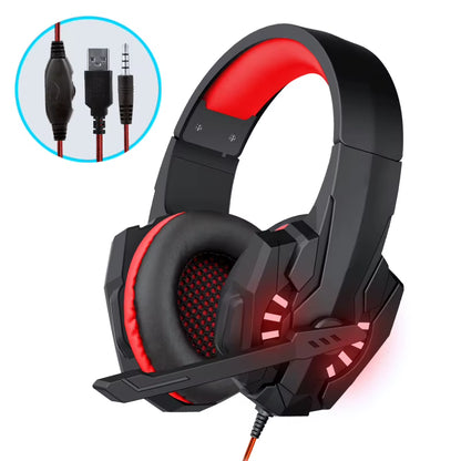 A7 Headphones Wired Gaming Headset Earphones Music for Computer with Mic Headset Stereo Svirtual Surround Bass LED Light Gamer