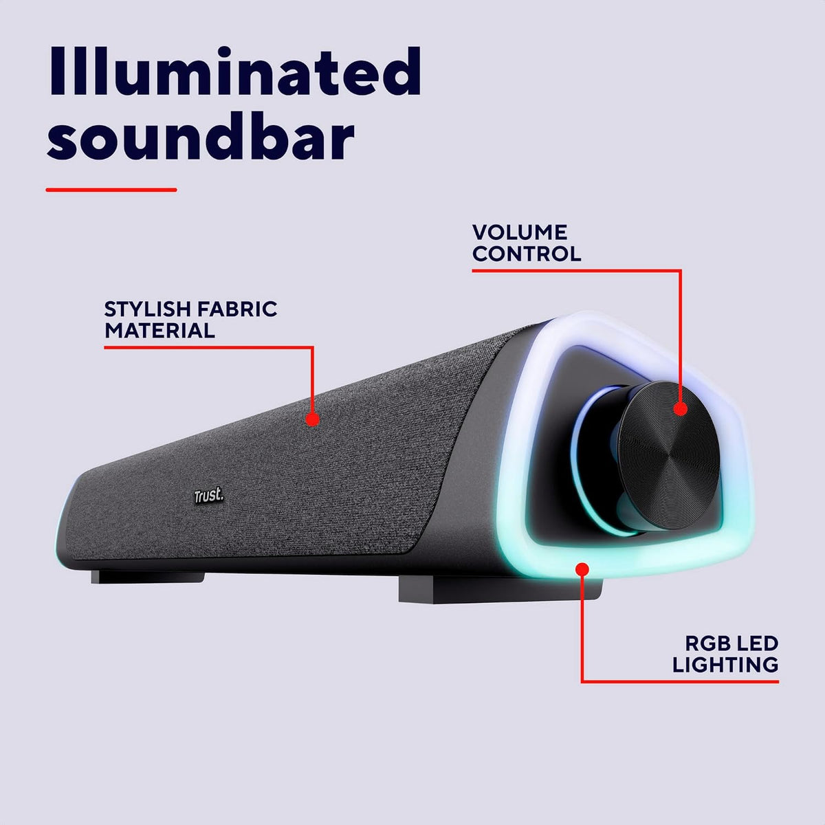 Liro Soundbar PC Speaker 12W with RGB LED Lights, Black