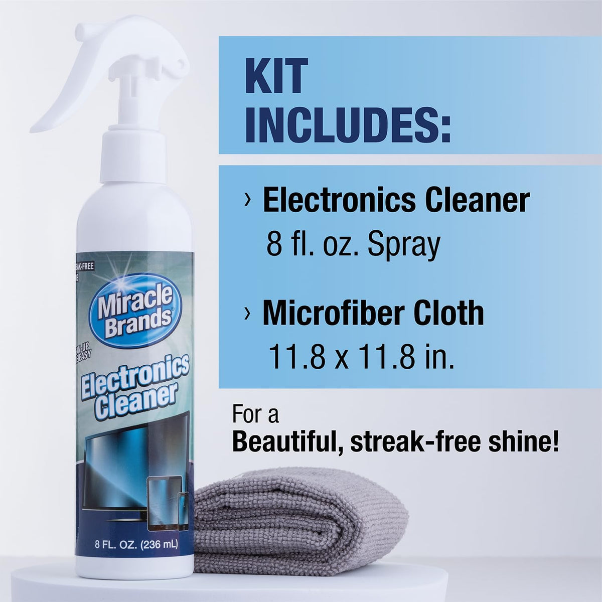 Screen Cleaner Spray with Microfibre Cloth (236Ml) Screen Cleaner Spray and Wipe for TV, Laptop, Computer, Phone, Ipad, Car Screen Cleaning Kit Electronic Cleaner Spray. Natural Ingredients.