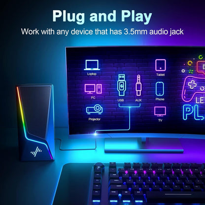 PC Speakers for Desktop, Computer Speakers with RGB Lighting