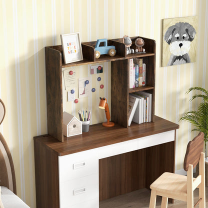 Wooden Desk Bookshelf with 4 Shelves and Open Back Compartment