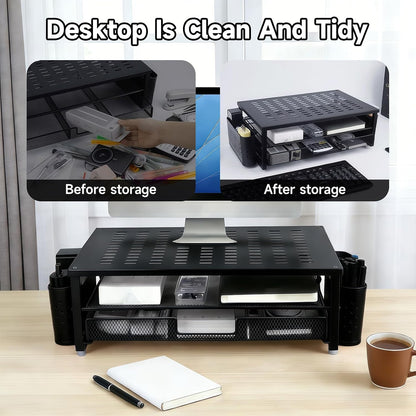 Monitor Stand Riser with Storage, Desk Monitor Stand with Drawer