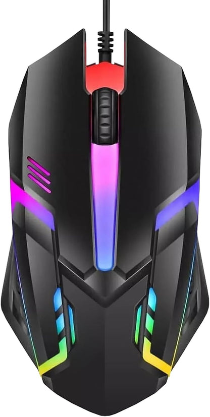 RGB Wired Computer Mouse, USB Wired Optical Mouse for Home and Office, 1000 DPI Accuracy, Optical Tracking, Easy Buttons, Ambidextrous Design, and Scroll Wheel, Compatible with Laptops, and Windows