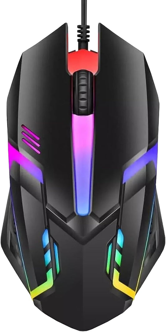RGB Wired Computer Mouse, USB Wired Optical Mouse for Home and Office, 1000 DPI Accuracy, Optical Tracking, Easy Buttons, Ambidextrous Design, and Scroll Wheel, Compatible with Laptops, and Windows
