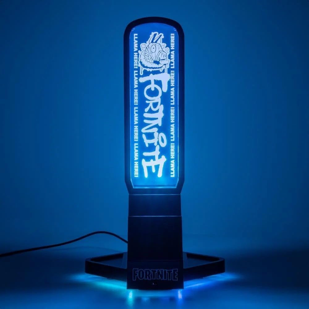 Fortnite 3-In-1 Headphone Stand and Tech Charging Station with Console Controller Cradle and 2 USB-C Ports, RGB Colour Changing Light Panel, Officially Licensed Gift for Gamers