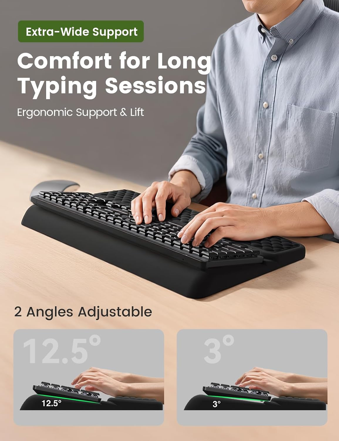 Keyboard Stand with Wrist Rest, Memory Foam, Green