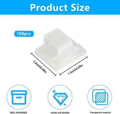 100 Pcs Self Adhesive Cable Clips Flat Cable Management Clips