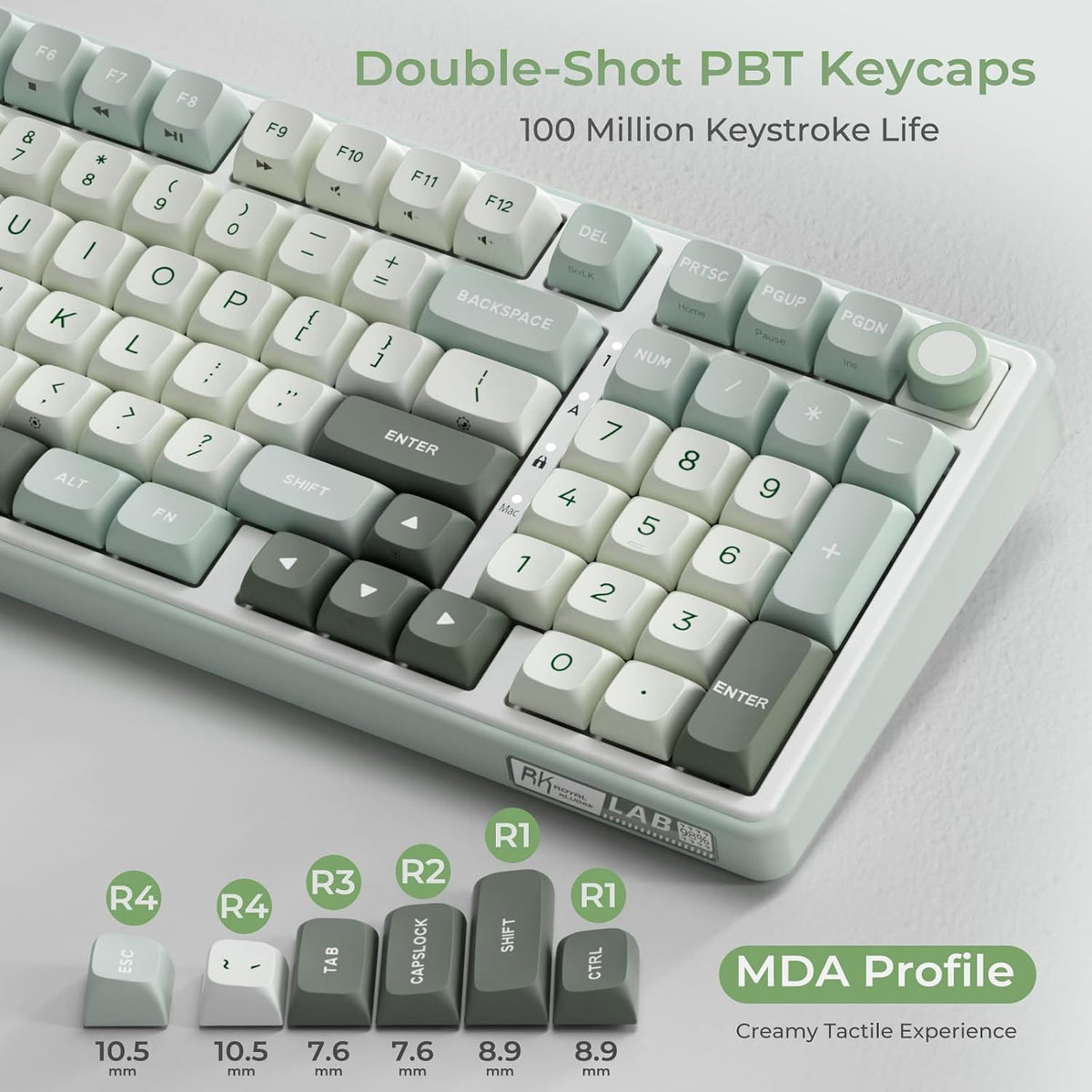 R98 Pro Gaming Keyboard, 96% Wired Mechanical Keyboard Creamy RGB with Number Pad and Volume Knob, Gasket Mount, MDA Profile US Layout PBT Keycaps, Hot Swap Pre-Lubed Tactile Switch