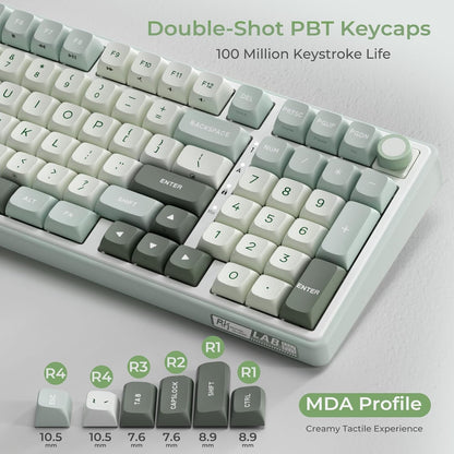 R98 Pro Gaming Keyboard, 96% Wired Mechanical Keyboard Creamy RGB with Number Pad and Volume Knob, Gasket Mount, MDA Profile US Layout PBT Keycaps, Hot Swap Pre-Lubed Tactile Switch