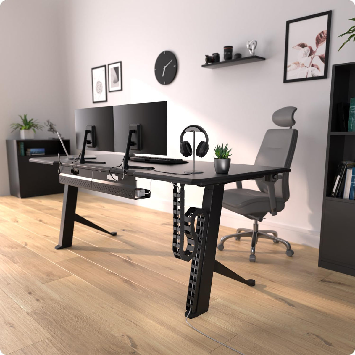 Standing Desk Cable Management – Magnetic Cable Spine, 133 Cm, Black