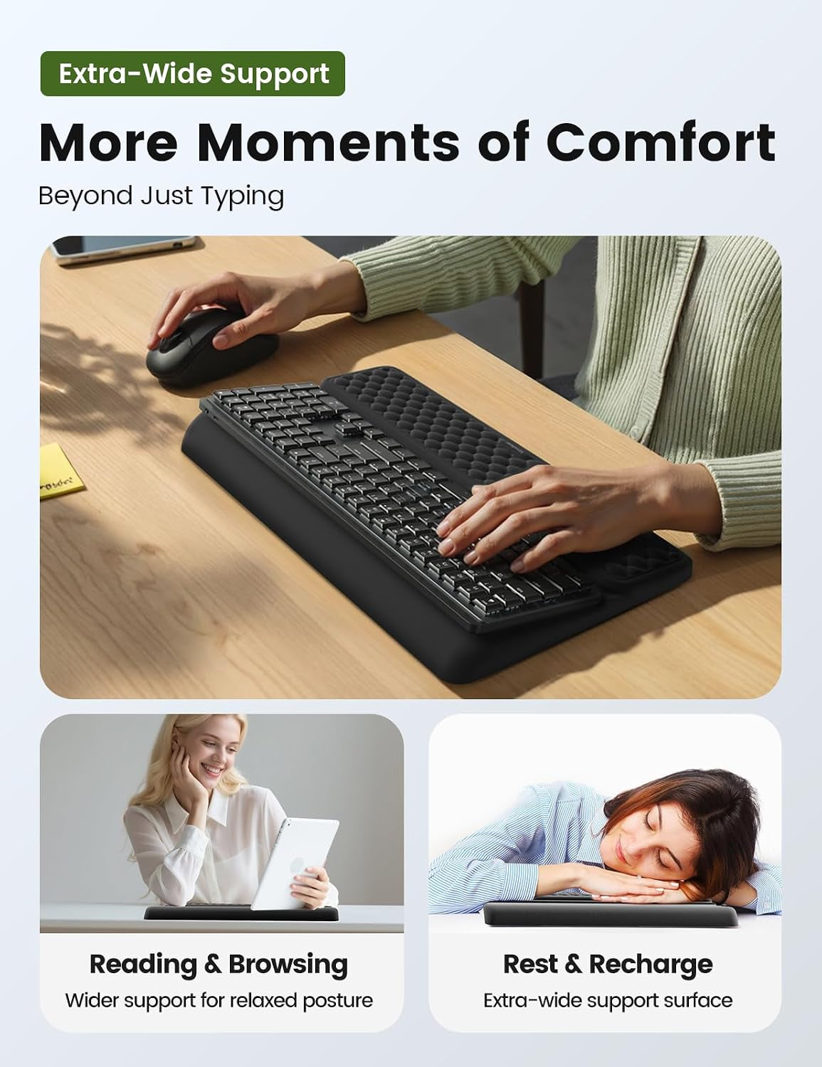 Keyboard Stand with Wrist Rest, Memory Foam, Green