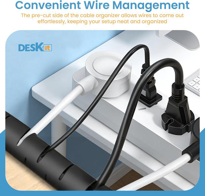Cable Tidy Sleeve 6M - Flexible 20Mm Cable Organizer for Cable Management - Durable Spiral Cable Wrap for Wire Protection - Protective Cable Cover for a Safe and Clutter Free Home - Black