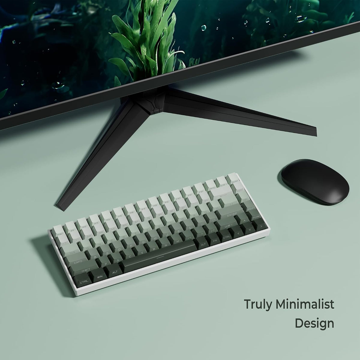 XVX Shine through Gradient Seaweed Green Keycaps - Side Print, Double Shot PBT, 136 Keys, OEM Profile for Cherry Gateron MX Switches