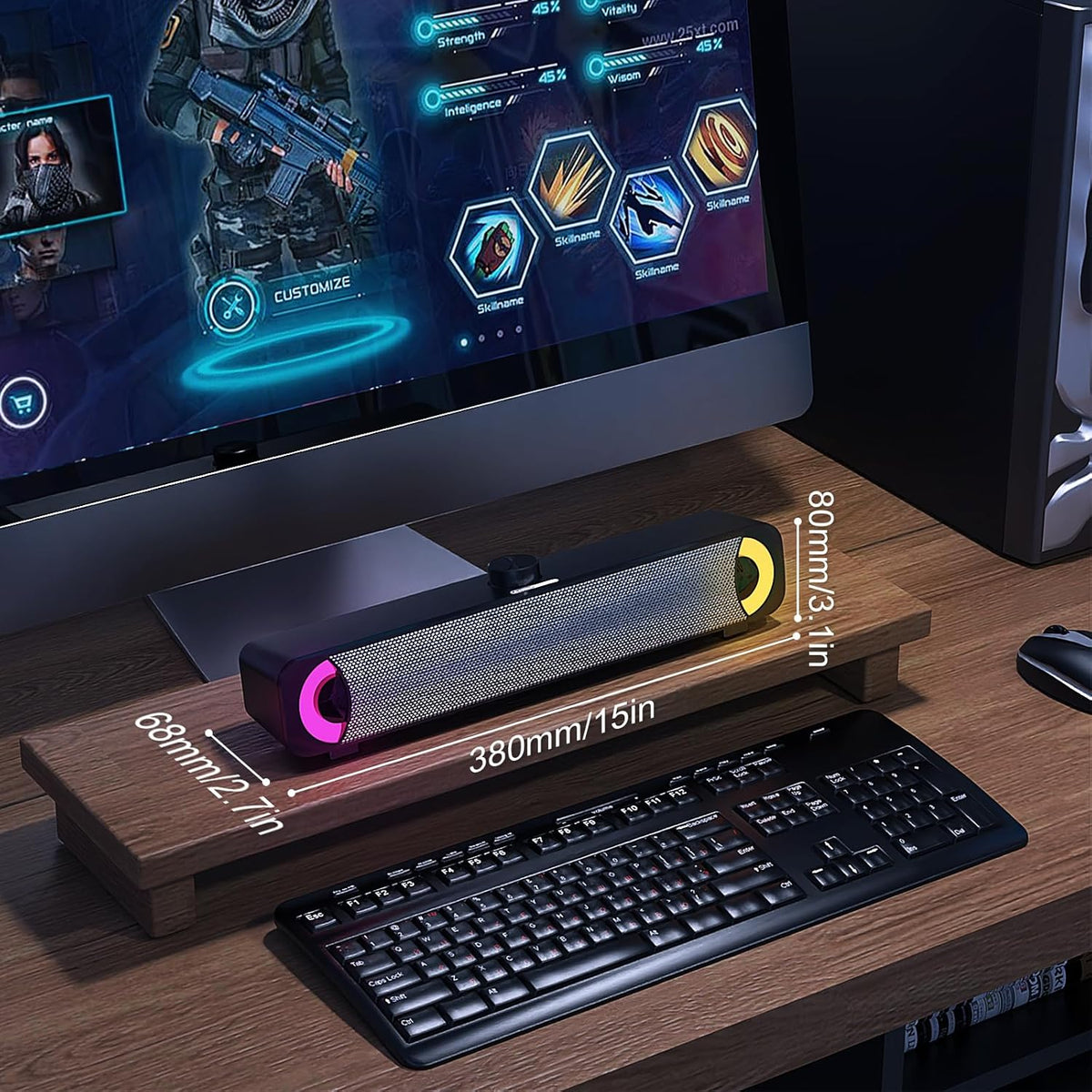 RGB Desktop Computer Soundbar 3.5Mm USB