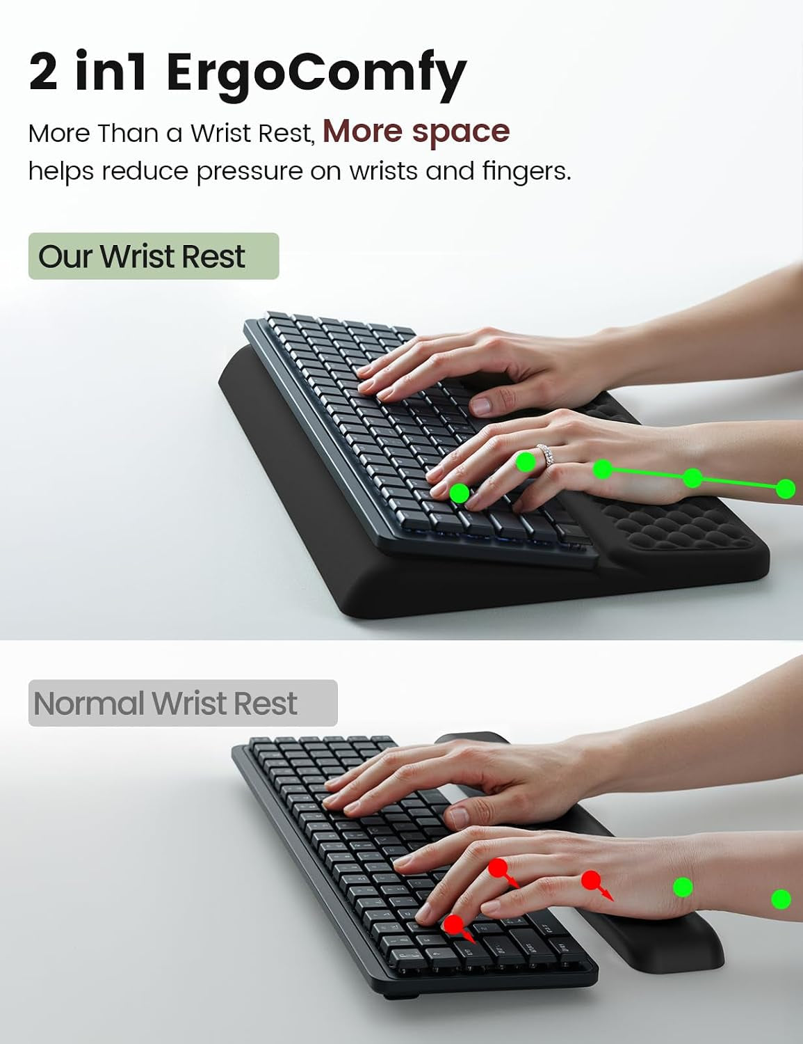 Keyboard Stand with Wrist Rest, Memory Foam, Green