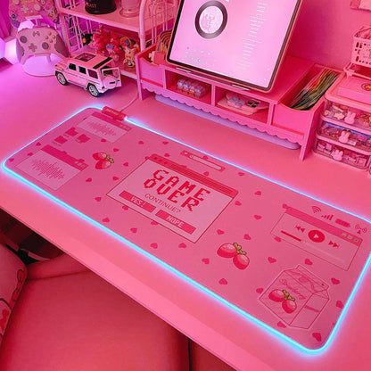 Kawaii RGB Gaming Mouse Pad PC XL Large Extended Glowing Led Light up Desk Pad Non-Slip Rubber Base Computer Keyboard and Mouse Pad Cool Cute Mousepad Mat Gaming over 80 * 30Cm