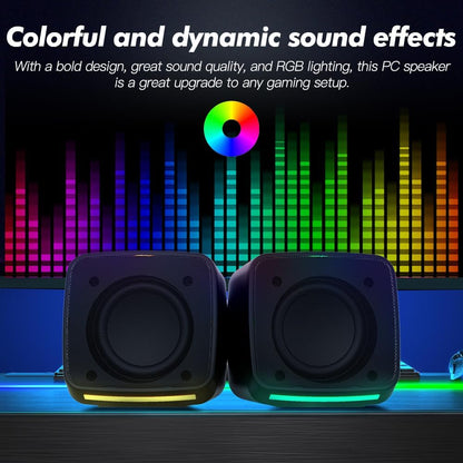 PC Speakers, USB Powered Speaker Set, Jack AUX 3.5Mm,Portable Mini Speaker for Laptop Smartphones MAC, Colorful RGB Lights