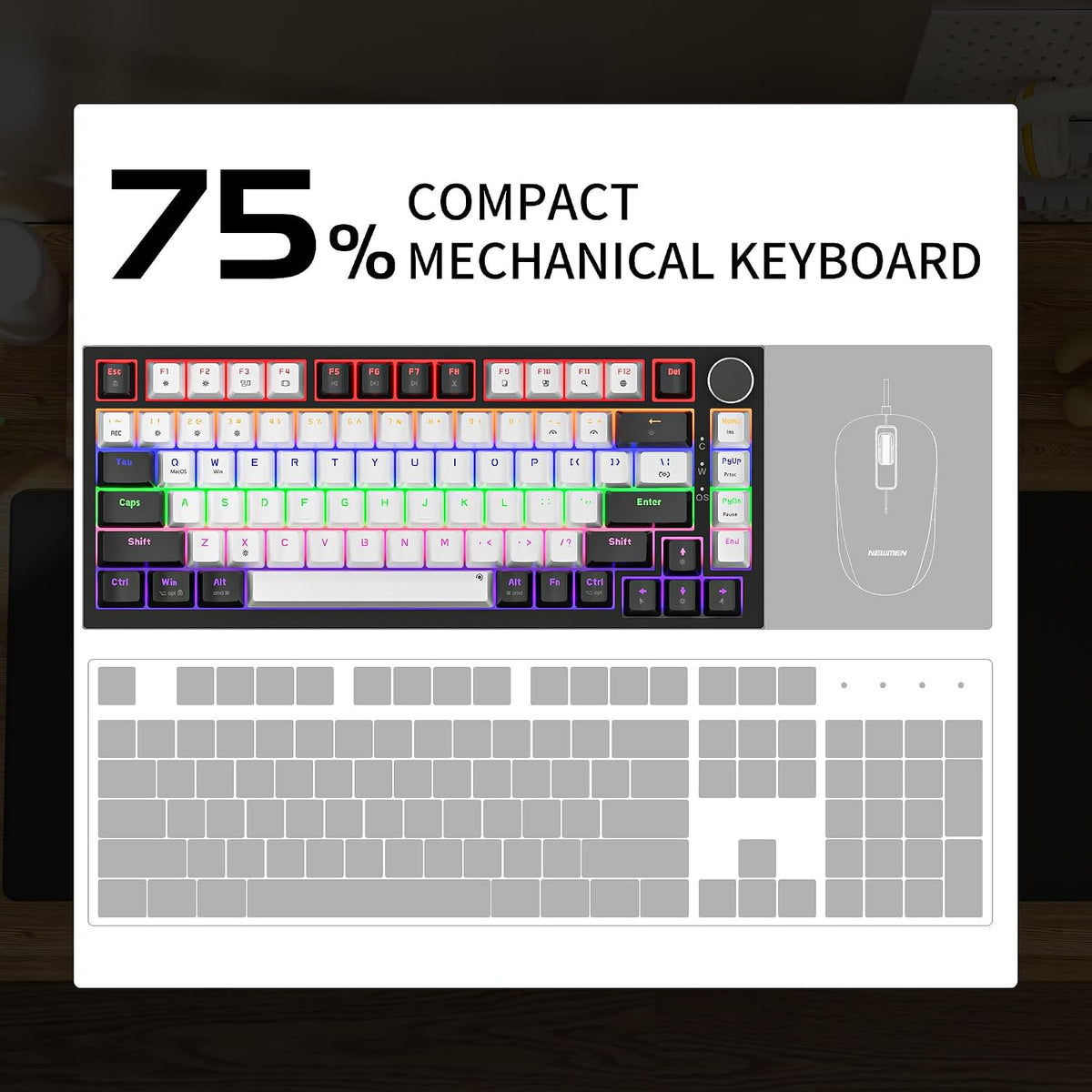 GM326 Mechanical Keyboard,Wired Gaming Keyboard,75% Percent Keyboard