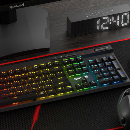 K580 PRO Wireless RGB Gaming Keyboard, 3-Modes 104 Keys Mechanical Keyboard W/Hot-Swap Socket, Dedicated Media Controls & Onboard Macro Recording, Linear Red Switch