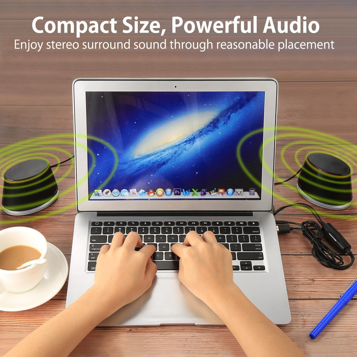 SW102 Computer Speakers for Desktop PC Laptop, 2.0 USB Powered