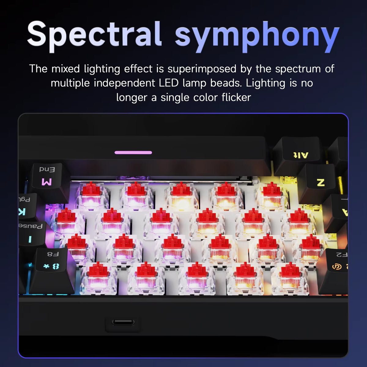 NK61 Mechanical Wired Gaming Keyboard RGB Lighting Effects Supports Hot-Swappable 61 Keys Mechanical Gaming Keyboard