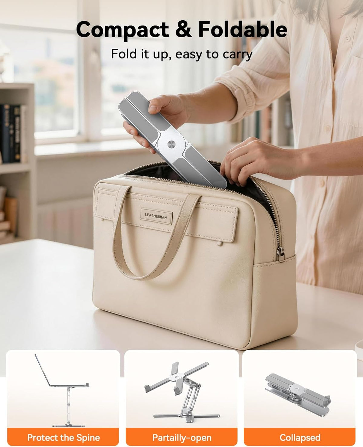 Laptop Stand for Desk, 360° Rotating Laptop Riser, Silver