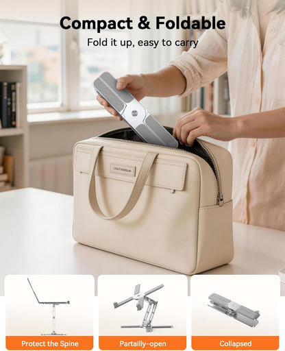 Laptop Stand for Desk, 360° Rotating Laptop Riser, Silver