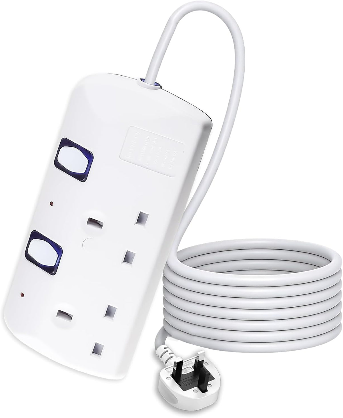 Extension Lead 5M, 2 Plug Extension Lead for Home, Office