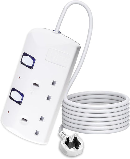 Extension Lead 5M, 2 Plug Extension Lead for Home, Office