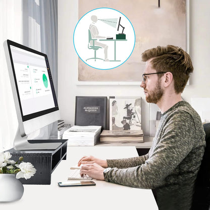 Wood Monitor Desk Stand Riser,2 Tiers Computer Monitor Riser Black
