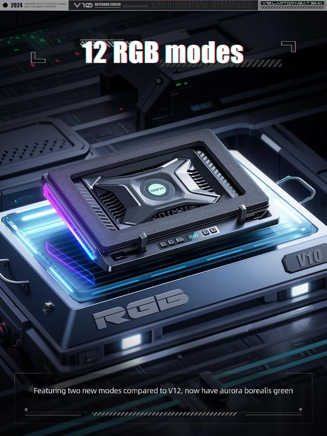V10 Gaming Laptop Cooling Pad, RGB Laptop Cooler Stand