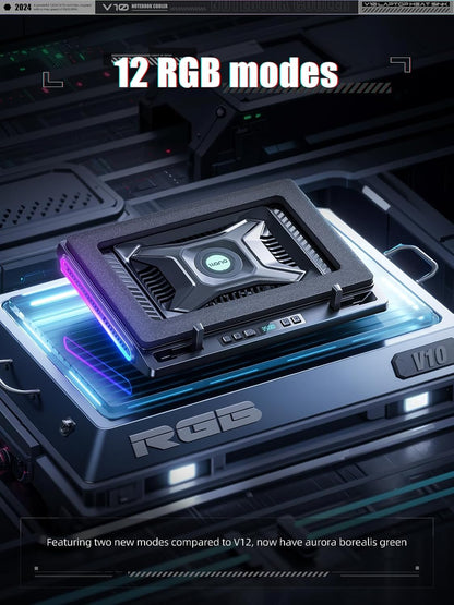V10 Gaming Laptop Cooling Pad, RGB Laptop Cooler Stand