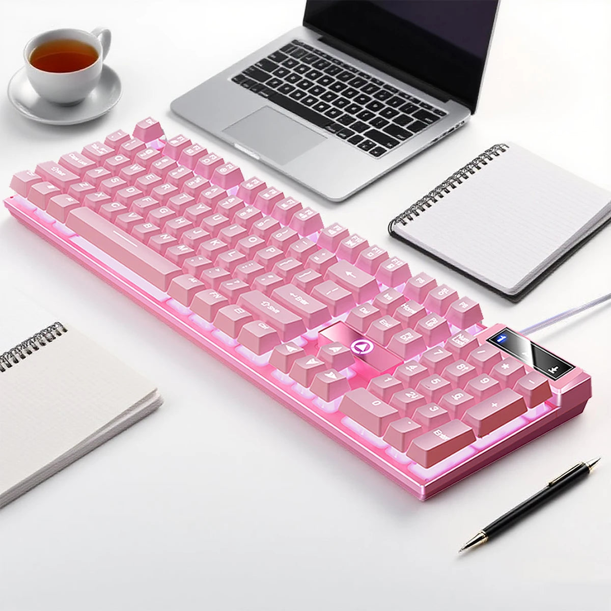 K500 Wired Keyboard Gaming Laptop Desktops PC Computer Office Accessories Low Profile Gamer Keyboards with Numpad