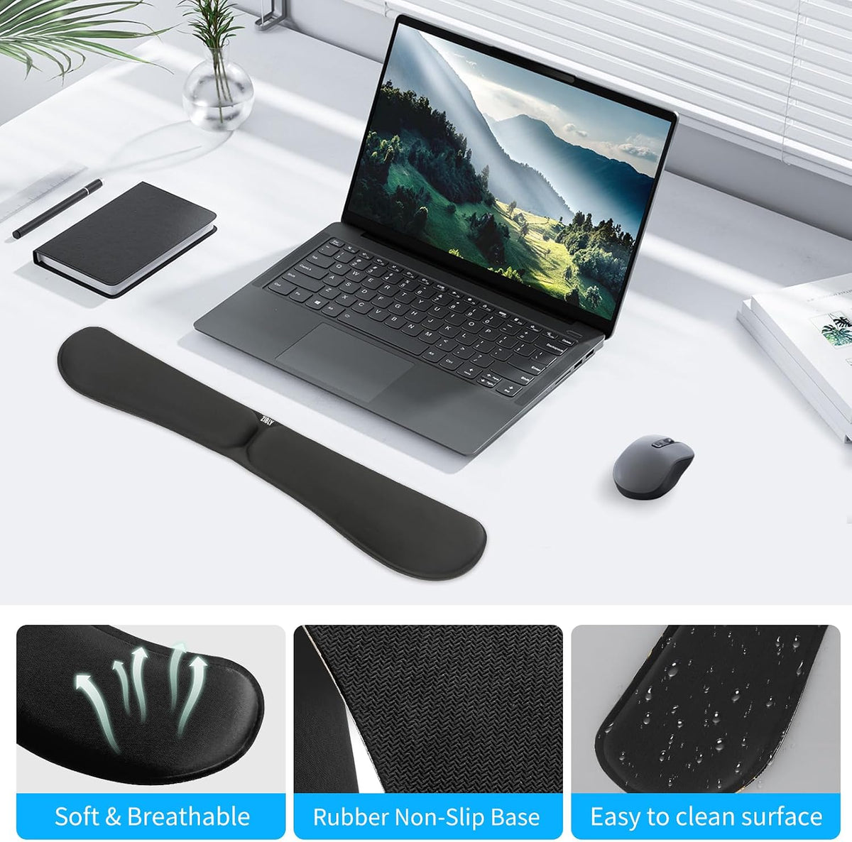 Keyboard Wrist Rest - Anti-Skid Non Slip Ergonomic Wrist Support for Keyboard - Easy Typing, Pain Relief - Wrist Rest Keyboard Premium Memory Foam for Work from Home Gaming Computer Laptop