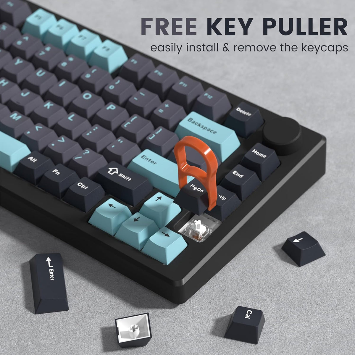 Double Shot PBT Keycaps Set, Custom Keyboard Keycaps,189 Key Full Set,Isa Profile Keycaps for 60% 65% 70% 100% MX Switches Mechanical Keyboard(Grey/Dark Blue,Only Keycaps)
