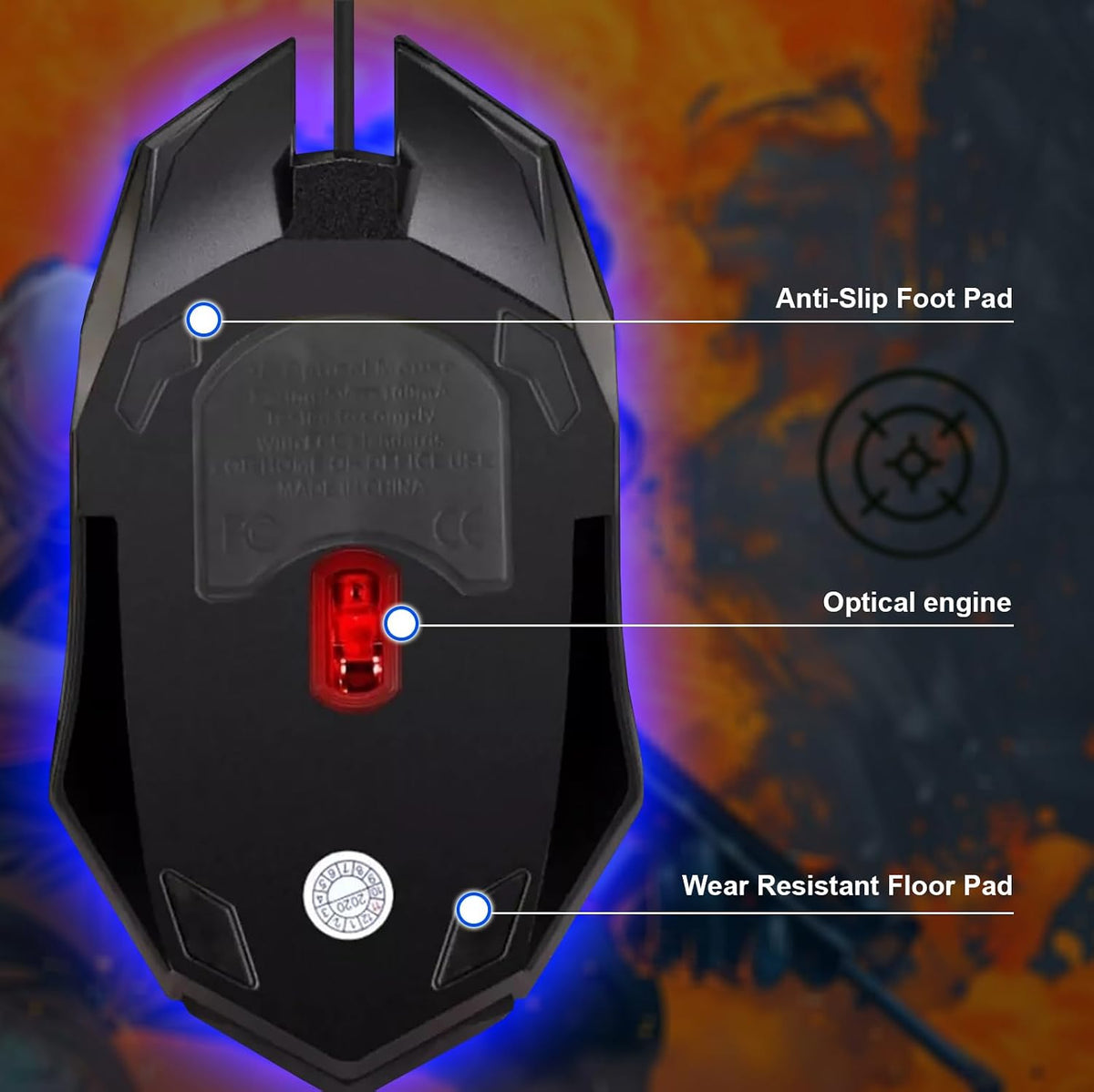 RGB Wired Computer Mouse, USB Wired Optical Mouse for Home and Office, 1000 DPI Accuracy, Optical Tracking, Easy Buttons, Ambidextrous Design, and Scroll Wheel, Compatible with Laptops, and Windows